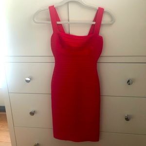 NEW Herve Leger Bandage red mini dress. Size XXS.
